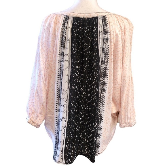 FREE PEOPLE WOMENS LIGHTWEIGHT BOHO TOP IN LIGHT ORANGE, WHITE AND BLACK SIZE S - Picture 5 of 14